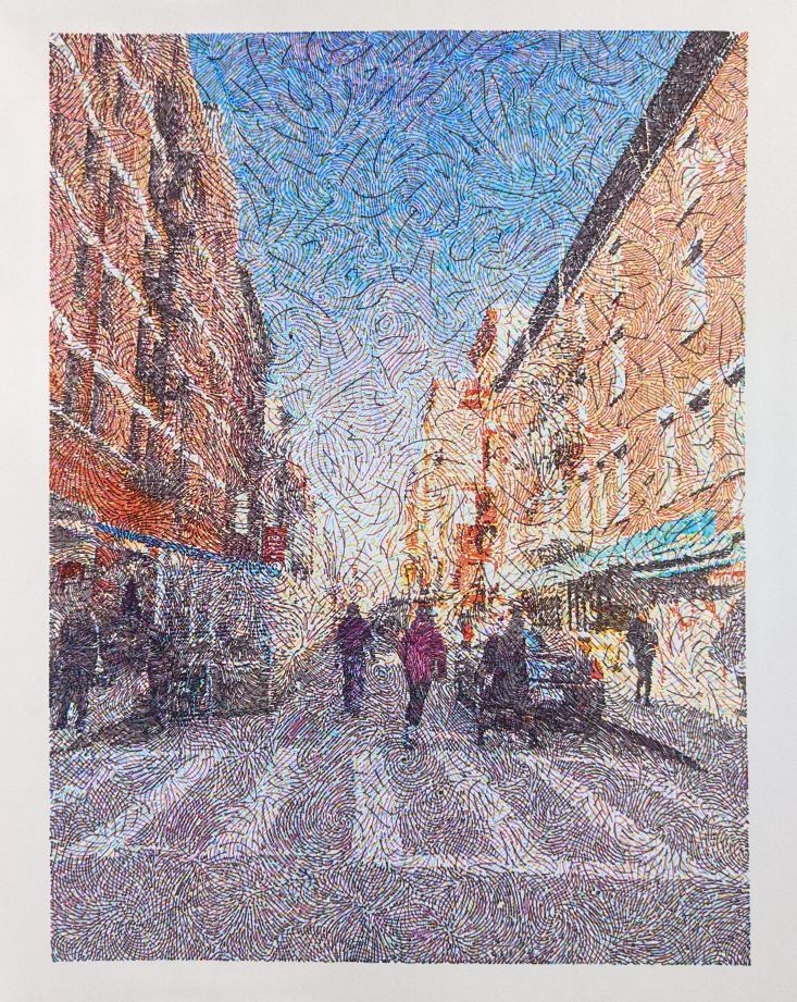 Drawing of a scene from NYC