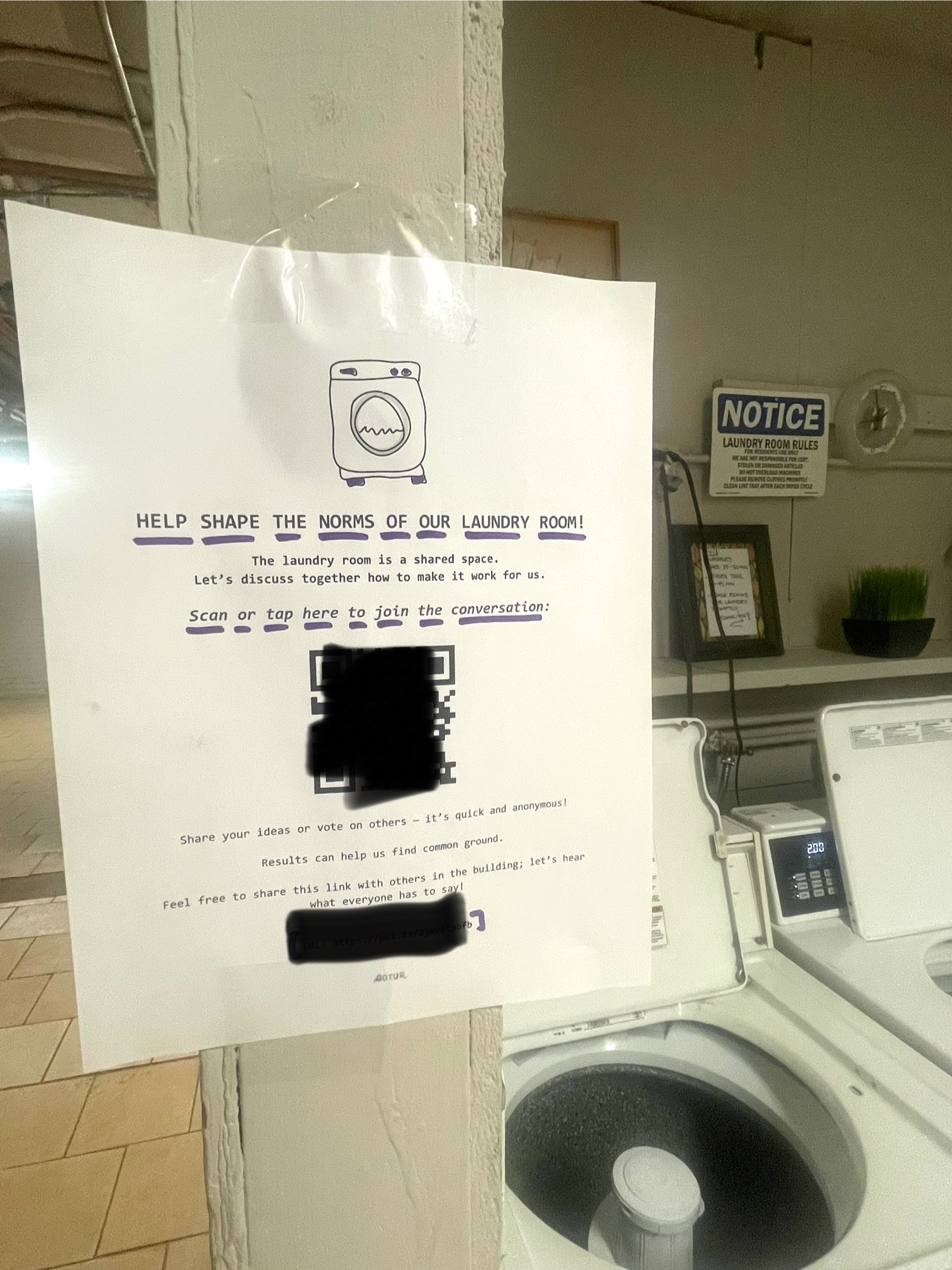 flyer posted in the laundry room