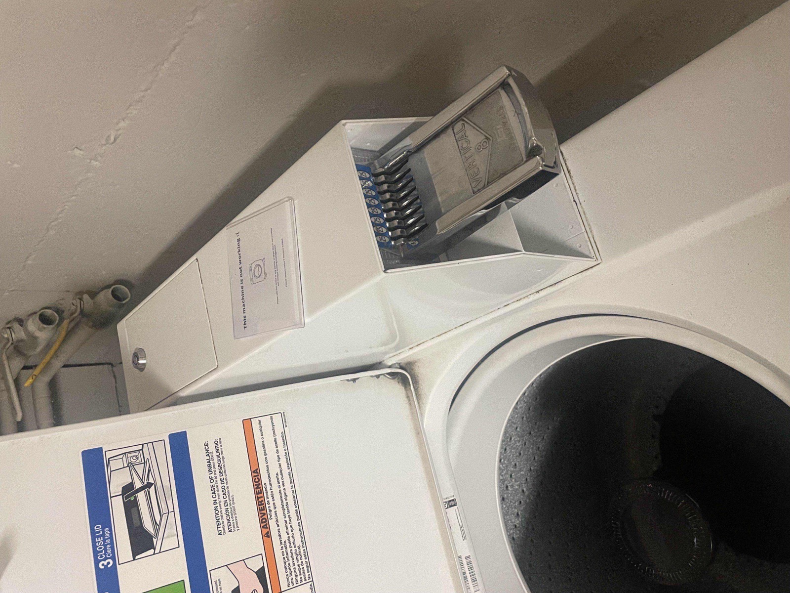 Magnetic out of order sign in use