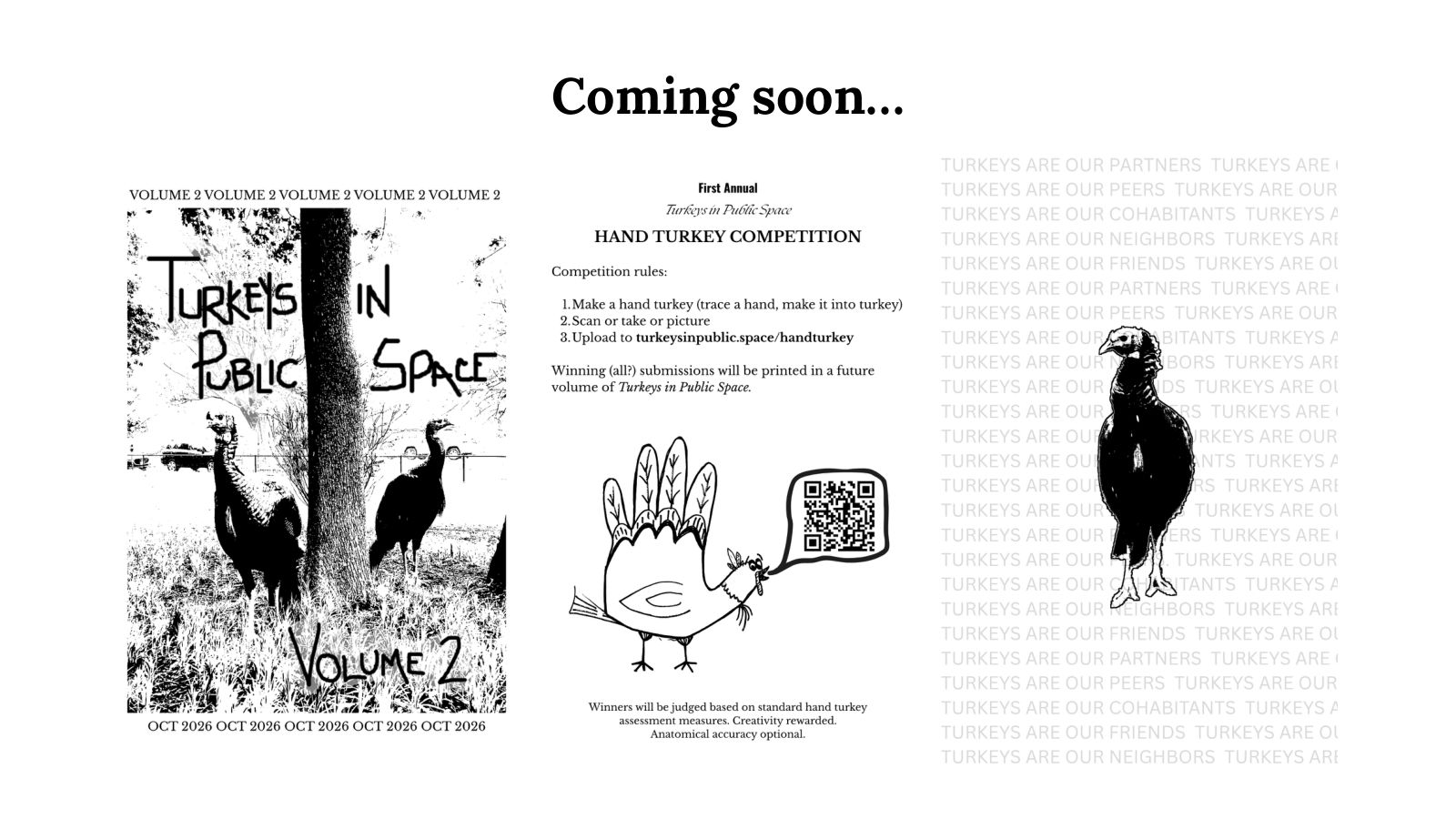 Coming soon: the cover of volume 2 of the zine and a flyer for a hand turkey drawing competition